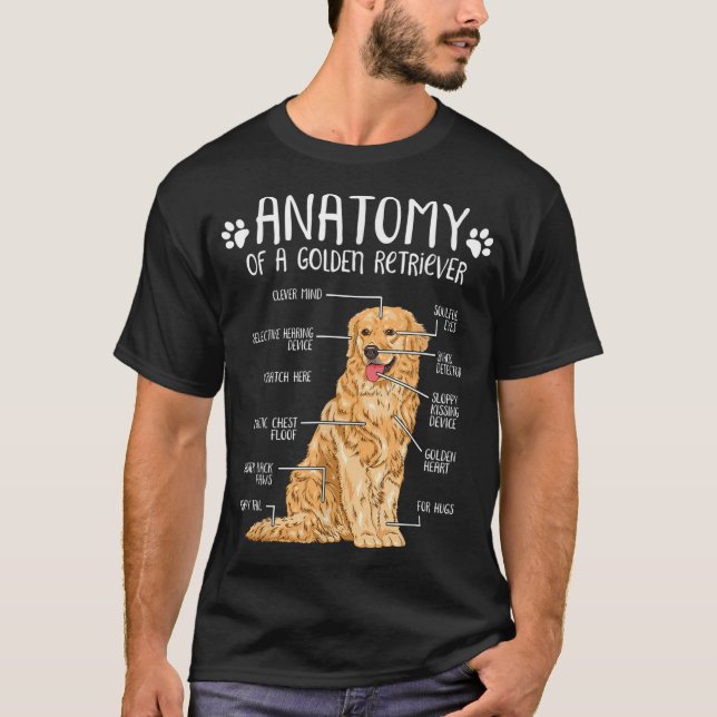 T-shirt Funny Anatomy Golden Retriever Amoureux des chiens (Devant)