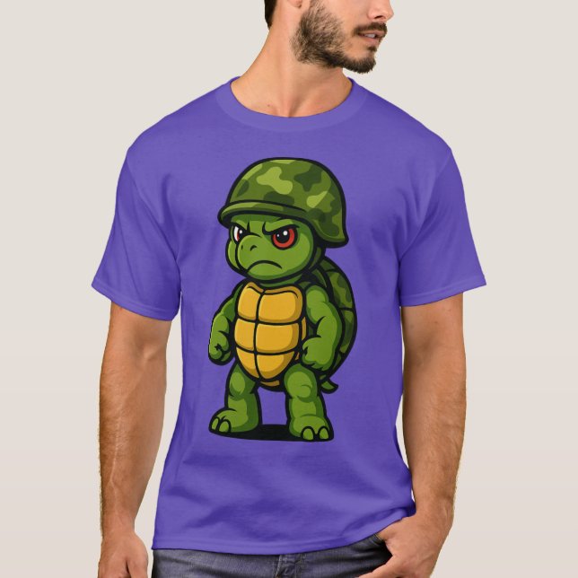 T-shirt Funny Angry Armyurtle Soldier retro (Devant)