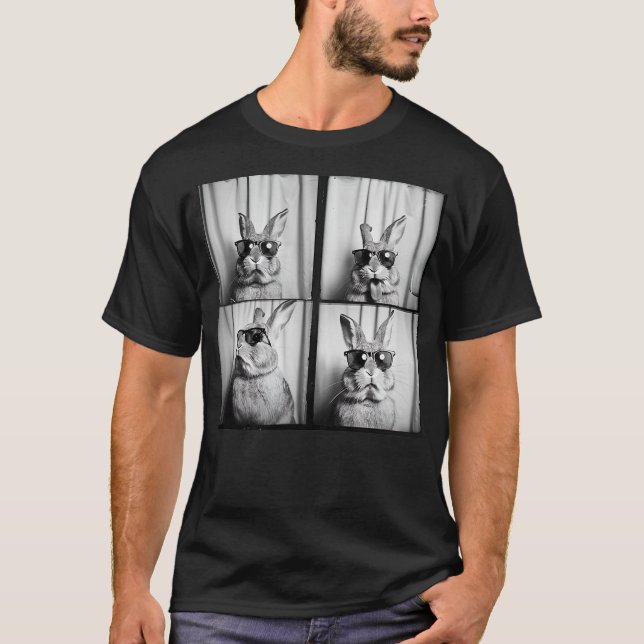 T-shirt Funny Animal Photobooth Rabbit With Glasses (Devant)