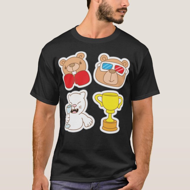 T-shirt Funny animal stickers (Devant)