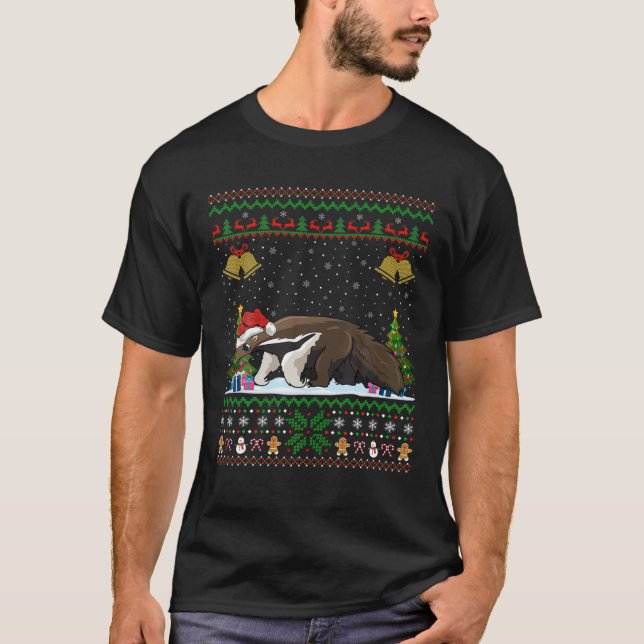 T-shirt Funny Anteater Xmas Gift Santa Hat Ugly Anteater C (Devant)