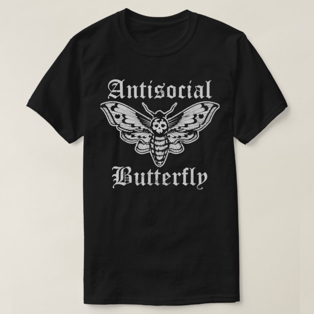 T-shirt Funny Antisocial Butterfly Introvert Distressed De (Design devant)
