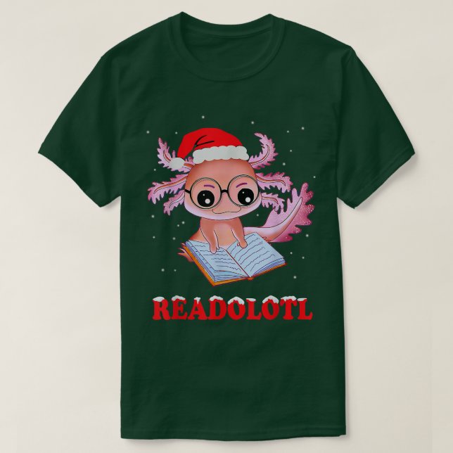 T-shirt Funny Aolotl Père Noël Xmas Readolotl Livre de liv (Design devant)