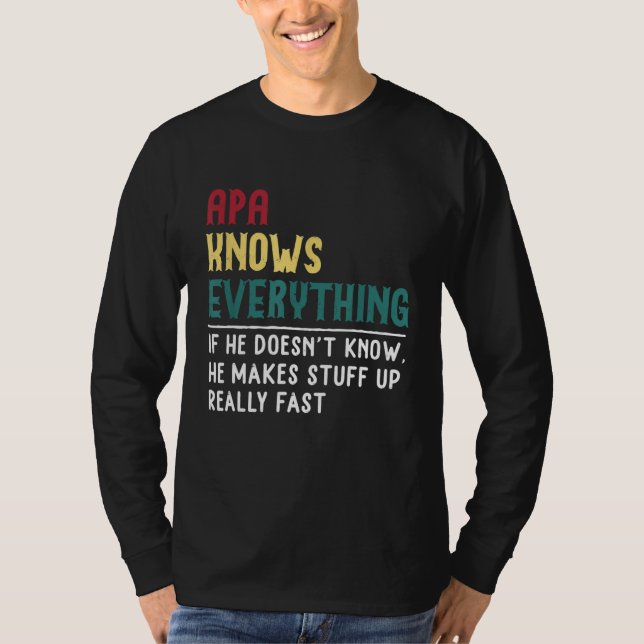 T-shirt Funny Apa know Everything Fête des pères cadeau po (Devant)