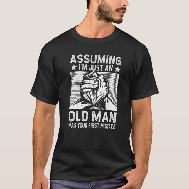 T-shirt Funny Arm wrestling old man arm wrestler Premium (Devant)