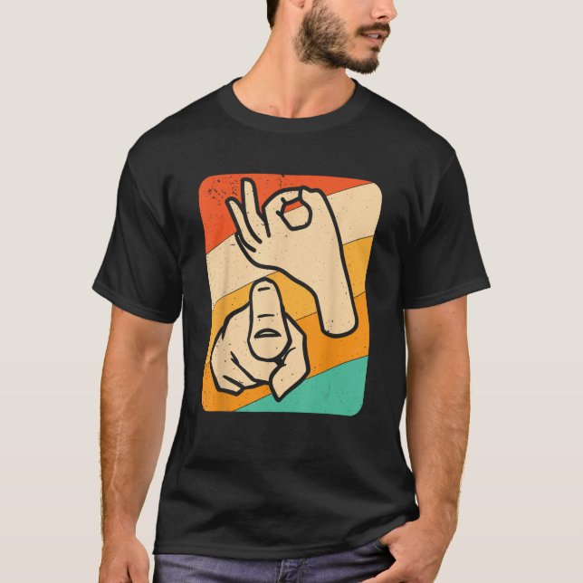 T-shirt Funny ASL American Sign Language, (explicite) Nove (Devant)
