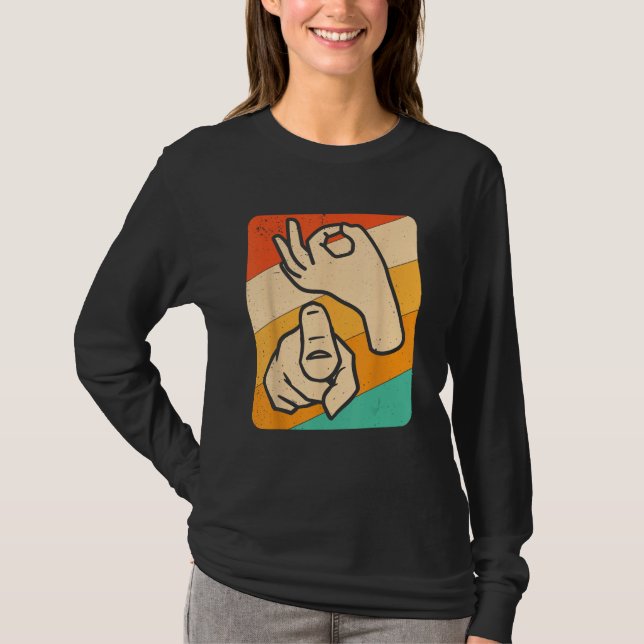 T-shirt Funny ASL American Sign Language, (explicite) Nove (Devant)