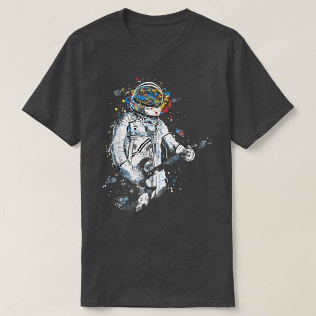 T-shirt Funny Astronaute Playing Bass Guitar At Space Astr (Design devant)