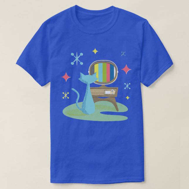 T-shirt Funny Atomic Chat Retro Télévision avec Vi (Design devant)