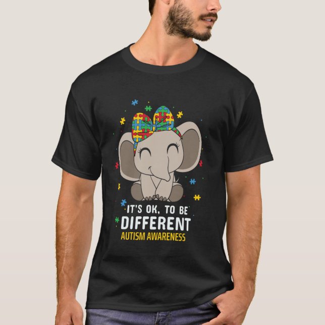T-shirt Funny Autism Awareness Cute Autistic Elephant Puzz (Devant)