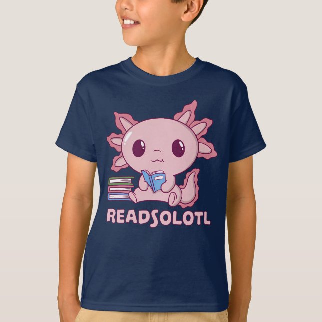 T-shirt Funny axolotl lire livres bibliothèque liseur enfa (Devant)