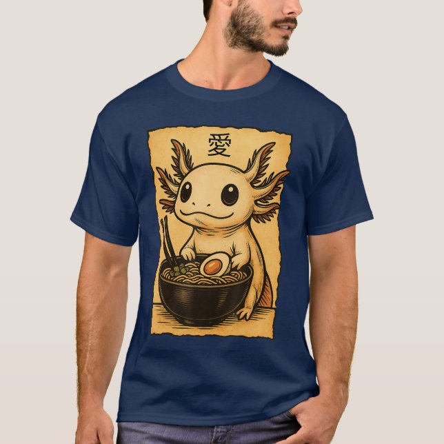 T-shirt Funny Axolotl Ramen Tee Japanese Kawaii Anime Axol (Devant)