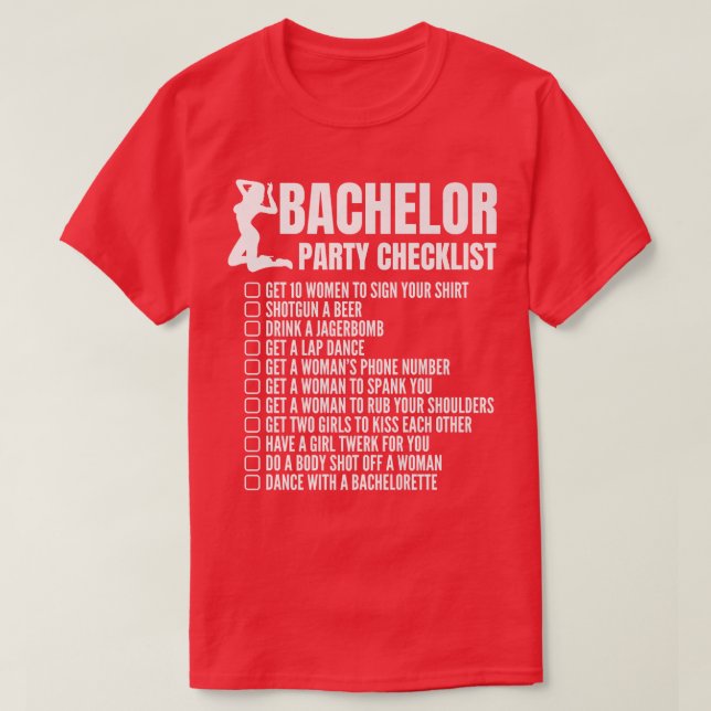 T-shirt Funny Bachelor Party Checklist For Wedding Party M (Design devant)