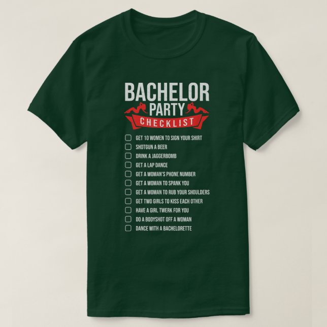 T-shirt Funny Bachelor Party Checklist For Wedding Party M (Design devant)