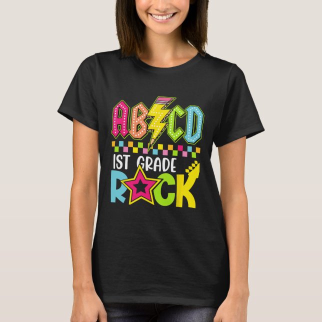 T-shirt Funny Back To School Lightning Bolt 1st Grade Rock (Devant)
