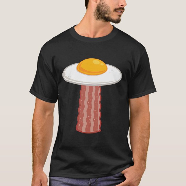 T-shirt Funny Bacon Oeuf OVNI Petit déjeuner Alimentation  (Devant)
