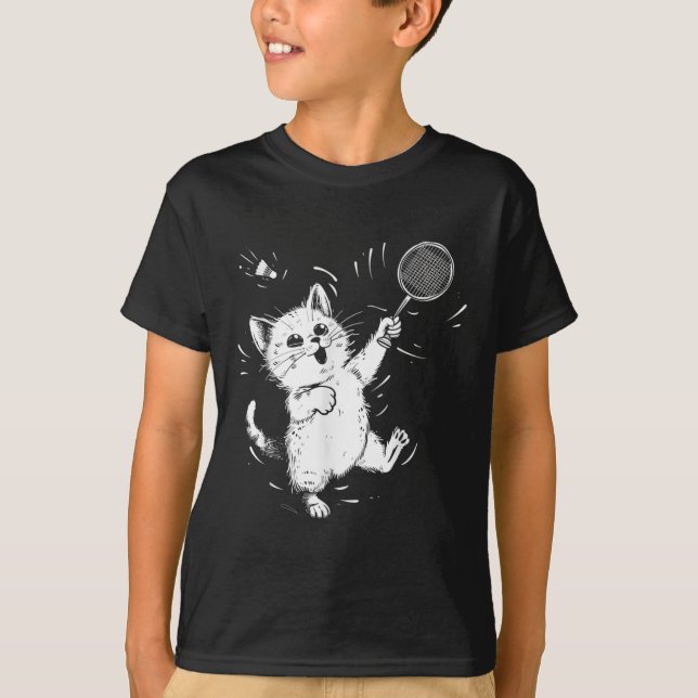T-shirt Funny Badminton mignon Chat Badminton Player Shutt (Devant)