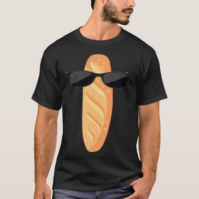 T-shirt Funny Baguette With Sunglasses French Pastry (Devant)