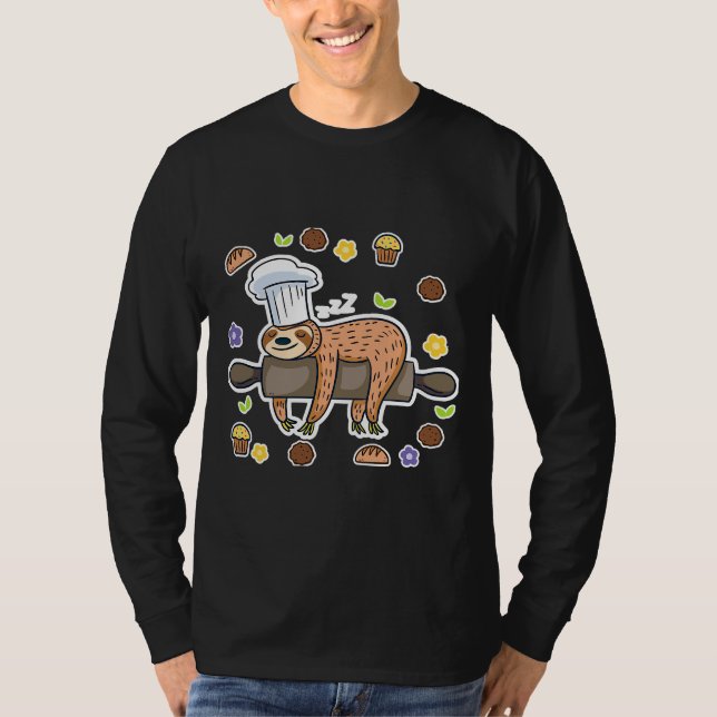 T-shirt Funny Baking Sloth Baker Cupcake Actif (Devant)