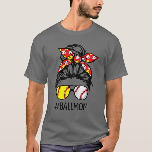 T-shirt Funny Ball Maman Correspondance Baseball Softball  (Devant)