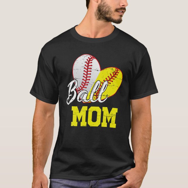T-shirt Funny Ball Maman Softball De Baseball Cadeaux Pour (Devant)