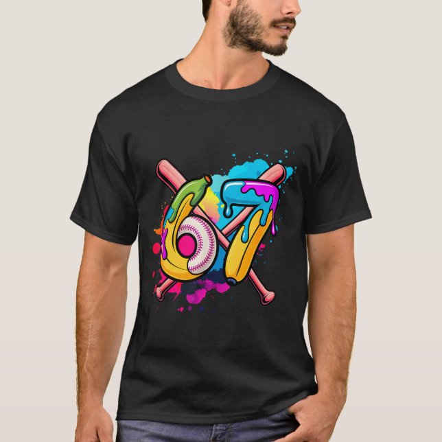 T-shirt Funny Banana Baseball 67 Ice Cream Drip Meme  (Devant)