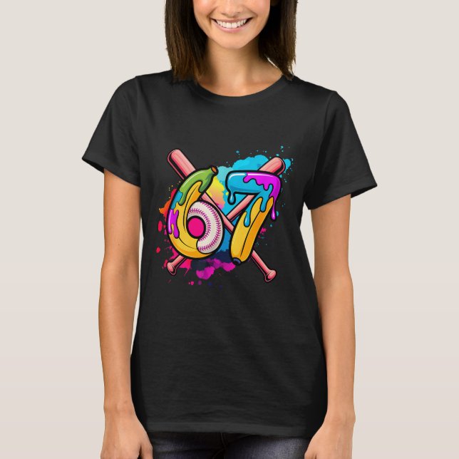 T-shirt Funny Banana Baseball 67 Ice Cream Drip Meme  (Devant)