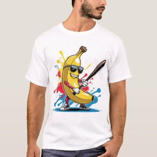 T-shirt Funny Banana Swinging Baseball Funny Drip Mascot 
