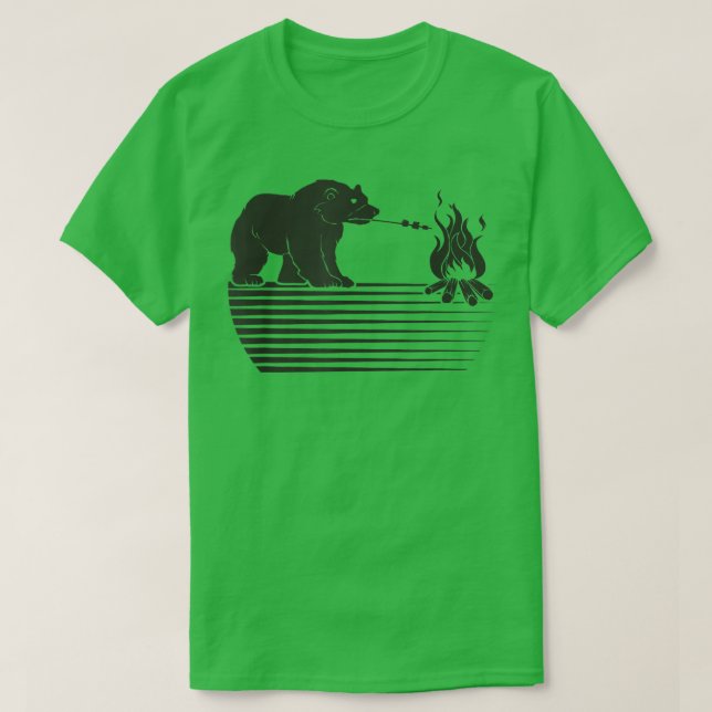 T-shirt Funny Barbecue Ours Grillade Nature Forêt (Design devant)