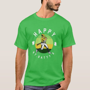 T-shirt Funny Baseball Bat Sport St Patrick Pattys Day G