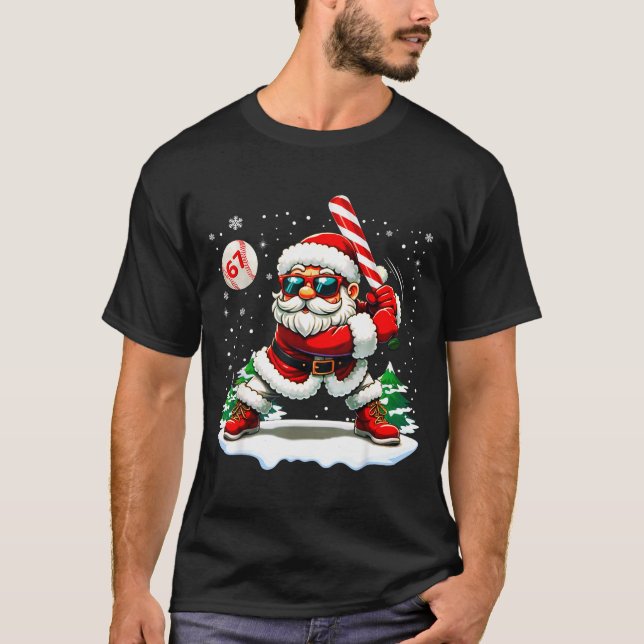 T-shirt Funny Baseball Santa 67 Christmas Xmas Pajamas Boy (Devant)