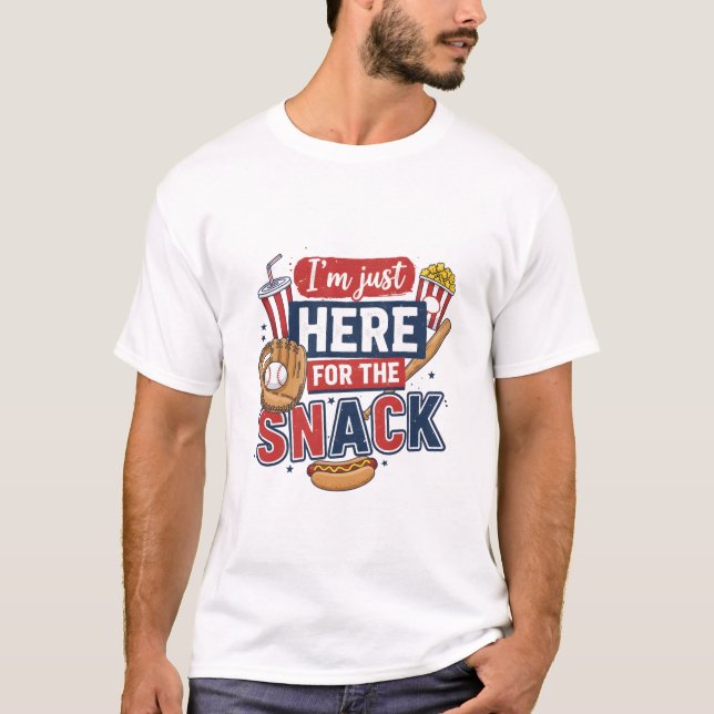 T-shirt Funny Baseball Shirt I'm Just Here For The Snack (Devant)