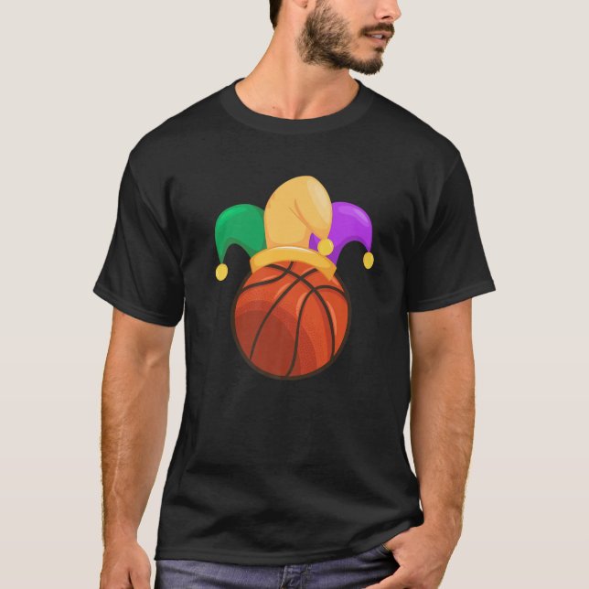 T-shirt Funny Basketball Mardi Gras Jester Hat Festival Pa (Devant)