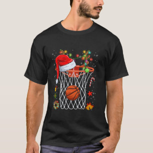 T-shirt Funny Basketball Panier Reindeer Santa Hat Christy
