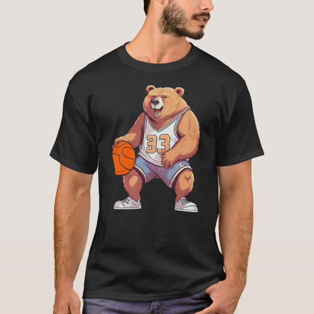 T-shirt Funny Basketball Player Fan Bear Game Day Team Coa (Devant)