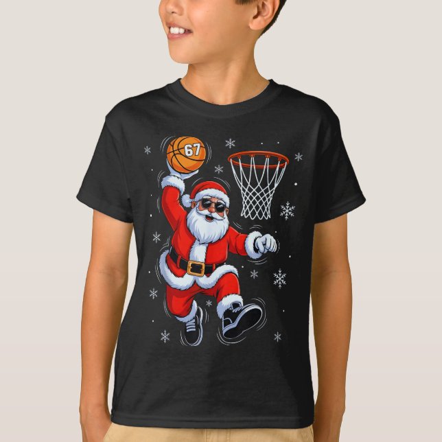 T-shirt Funny Basketball Santa 67 Christmas Xmas Holiday K (Devant)