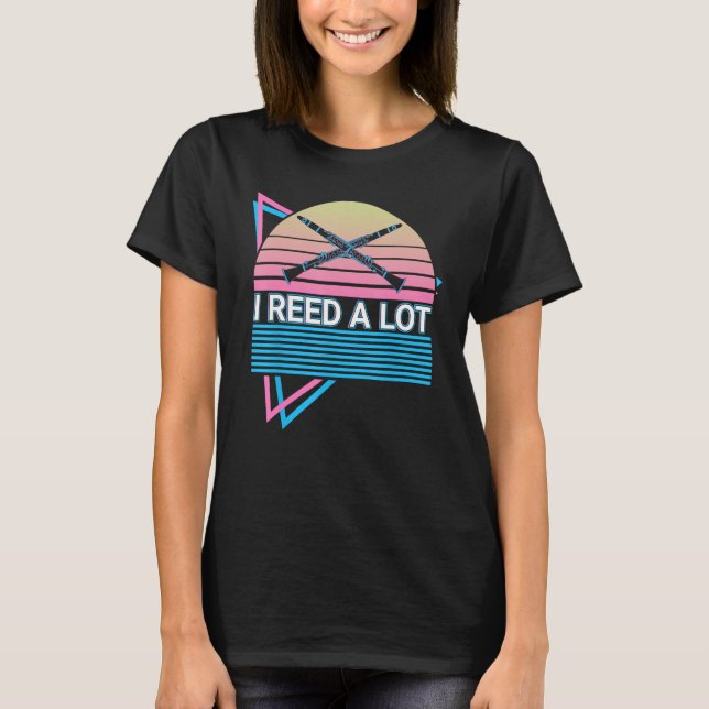 T-shirt Funny Bass Clarinet Retro I Reed A Lot (Devant)