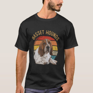 T-shirt Funny Basset Hounds Chiens Art Vintage Mignons Ani