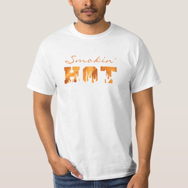 T-shirt Funny BBBQ Grill Fumeur SMOKIN Flames Feu CHAUD (Devant)