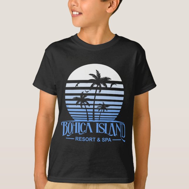 T-shirt Funny Beach Bohica Island Resort Et Militaire Spa (Devant)