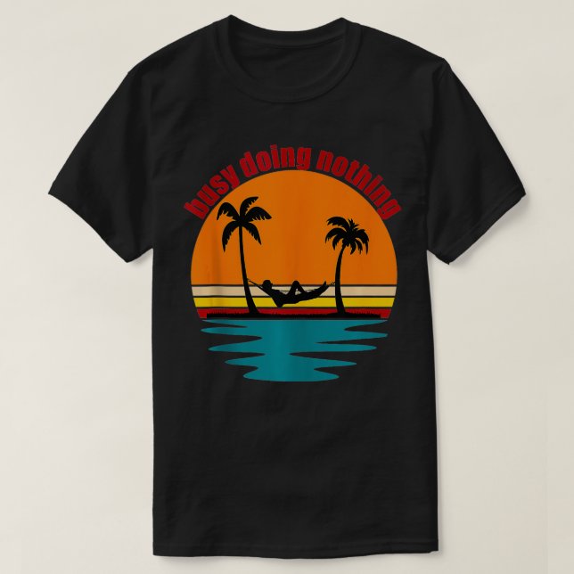 T-shirt Funny Beach Life Hammock Palm Trees Soleil Surf Sa (Design devant)