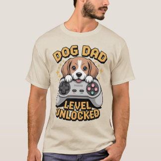 T-shirt Funny Beagle Dog Dad Level Unlocked Gamer Graphic