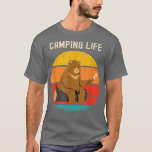 T-shirt Funny Bear Camping Retro Vintage Sunset