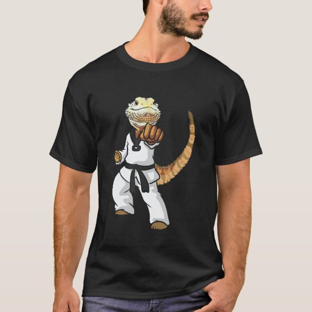 T-shirt Funny Bearded Dragon Karaté Samouraï Ninja Lézard  (Devant)