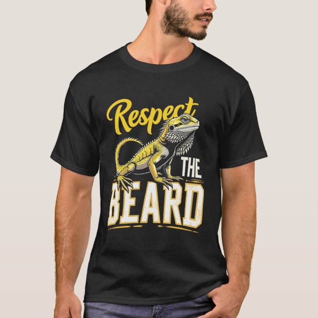T-shirt Funny Bearded Dragon Respectez La Barbe Cool Anima (Devant)
