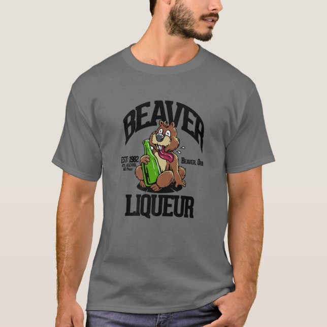 T-SHIRT FUNNY BEAVER LIQUOR BEAVER LIQUEUER LIQUEUER BOISS (Devant)