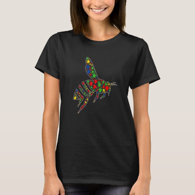 T-shirt Funny Bee Animaux Puzzle Pièces Sensibilisation su (Devant)