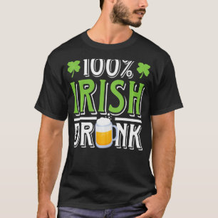 T-shirt Funny Beer Tee Jour de la Saint Patrick 100 Irish 