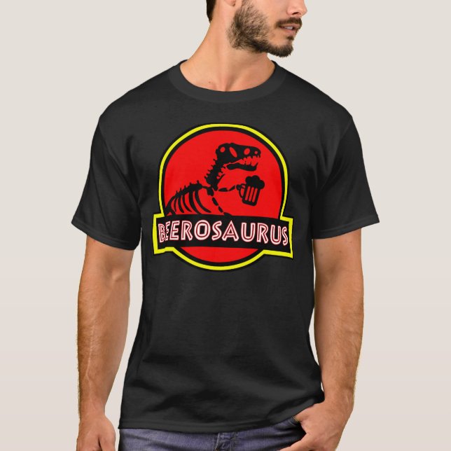 T-shirt Funny BeeroSaurus Dinosaur Beer Drinker Lover Gift (Devant)