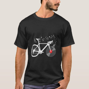 T-shirt Funny Bicycle Vinyl Record Player Musique Notes Ca